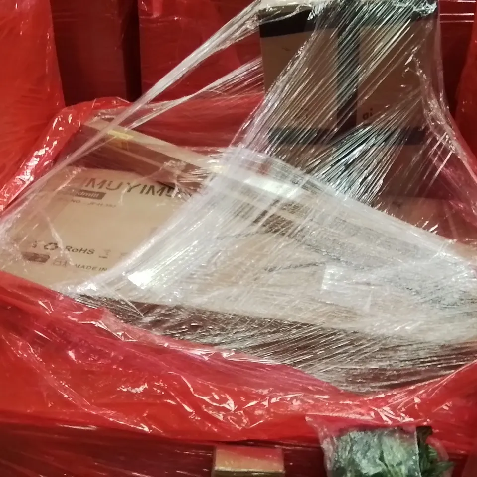 PALLET OF ASSORTED HOUSEHOLD GOODS AND PRODUCTS TO INCLUDE;YOGA MAT,SLIDING BARN DOOR,FLOWER GUARDS