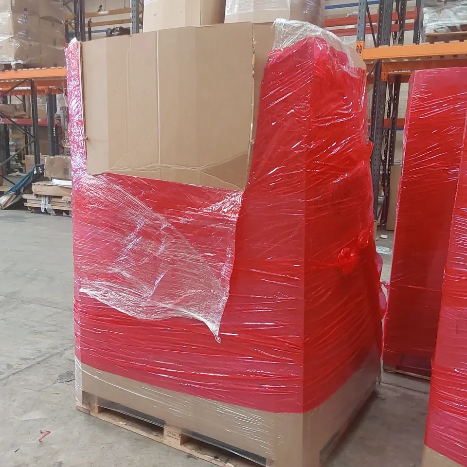 PALLET CONTAINING A LARGE QUANTITY OF ASSORTED ITEMS INCLUDING: STEAM CLEANER, SMALL SIDE TABLE, BABY EXERCISER, FIRELIGHTERS, UMBRELLA ECT