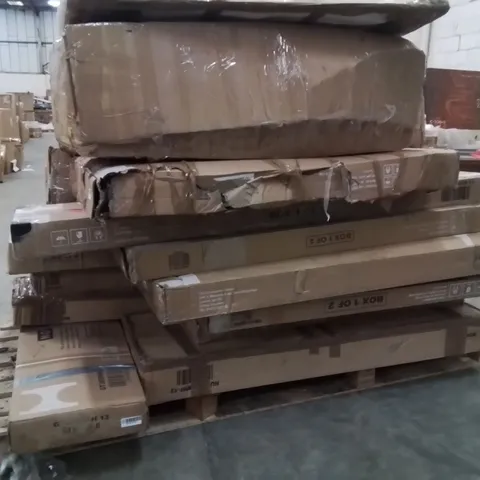 PALLET CONTAINING VARIOUS INCOMPLETE BOXED FURNITURE PARTS AND OTHER HOUSEHOLD ITEMS ETC.