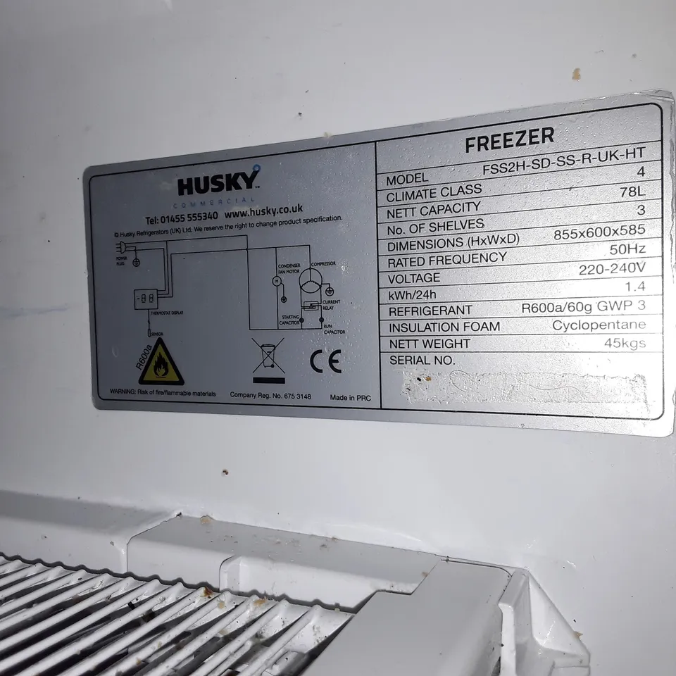 HUSKY COMMERCIAL STAINLESS STEEL UNDERCOUNTER FREEZER