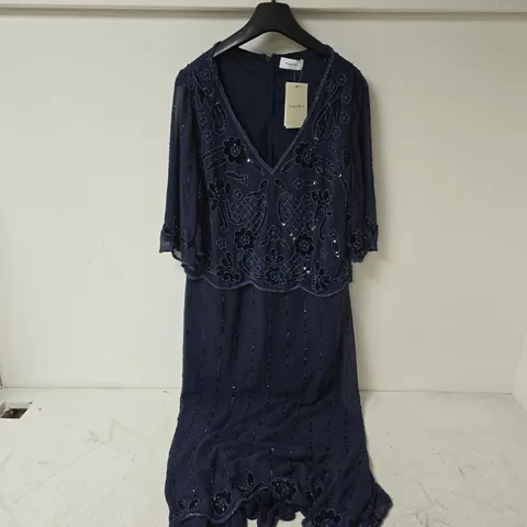 TOGETHER NAVY BEADED MAXI DRES IN NAVY - UK 16