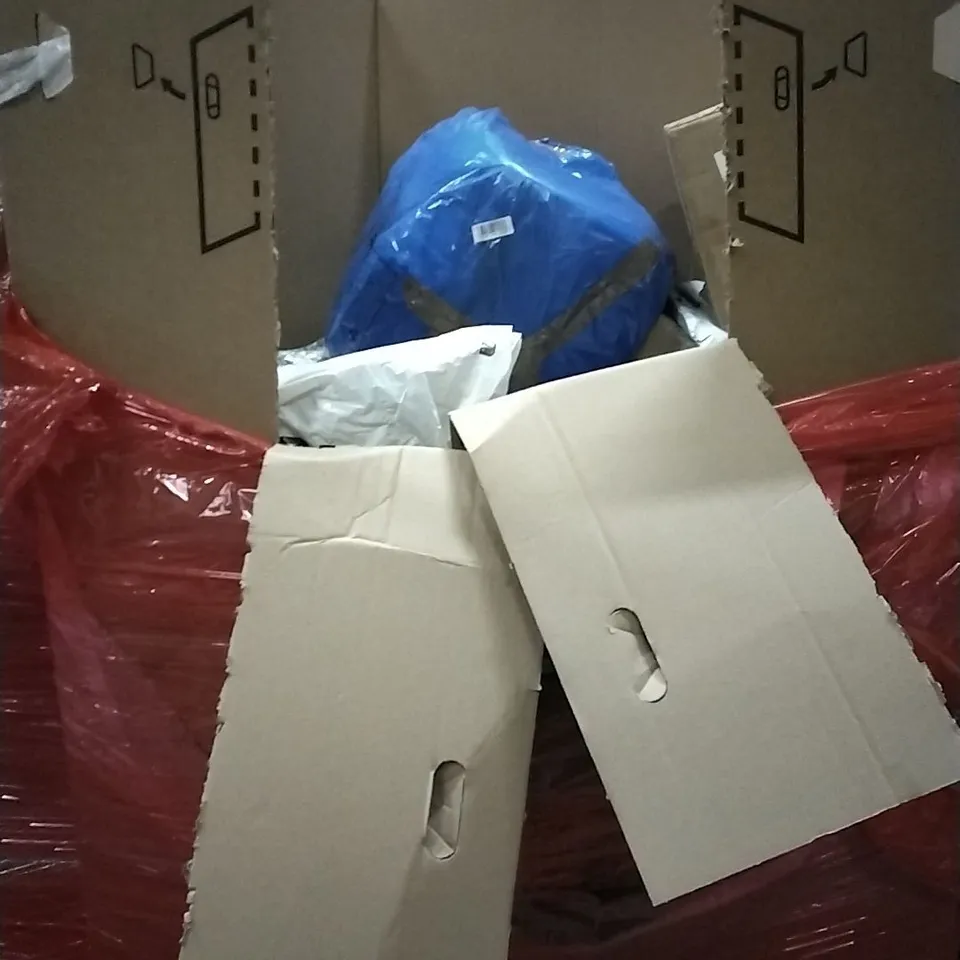 PALLET OF HOUSEHOLD ITEMS TO INCLUDE BAGGED ELECTRIC BLANKET, DESK PANEL HEATER, PUZZLE ACCESSORIES, STEAM CLEANER  AND OTHER ASSORTED ITEMS..L