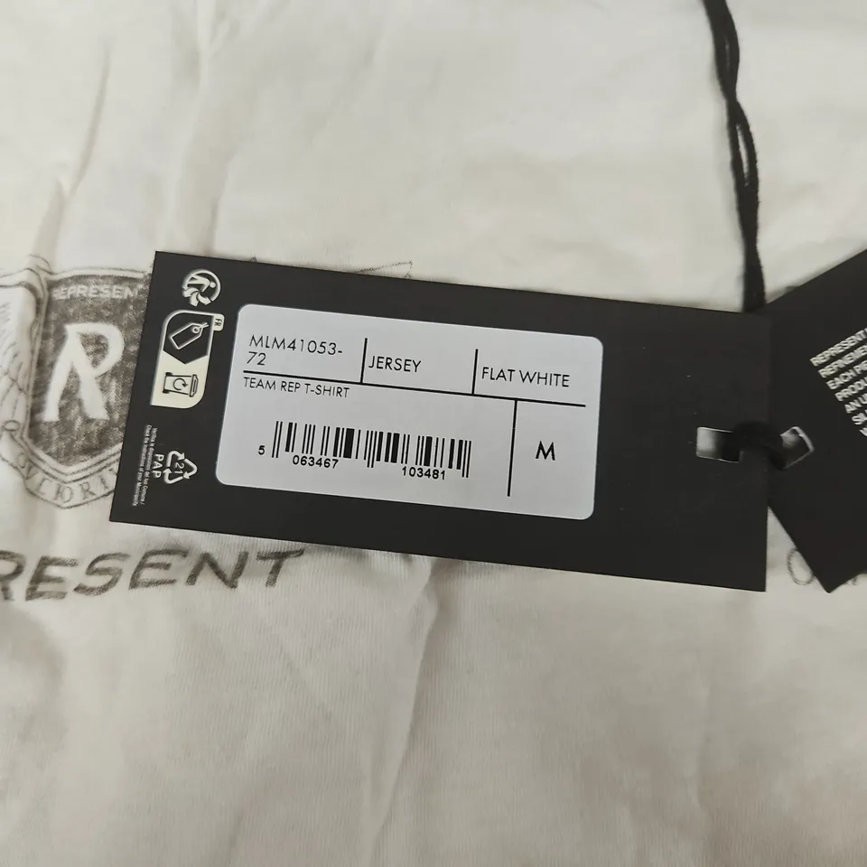 REPRESENT TEAM REP T-SHIRT - FLAT WHITE, SIZE M