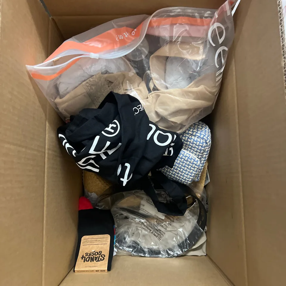 MEDIUM BOX OF ASSORTED ACCESSORIES TO INCLUDE UNDER ARMOUR AND PEP&CO