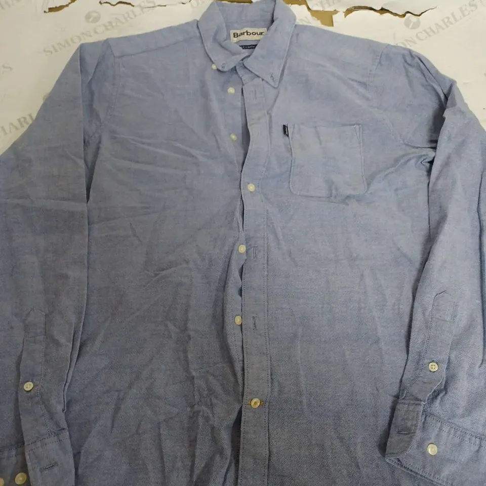 BARBOUR TAILORED FIT LIGHT BLUE OVERSHIRT - UK M