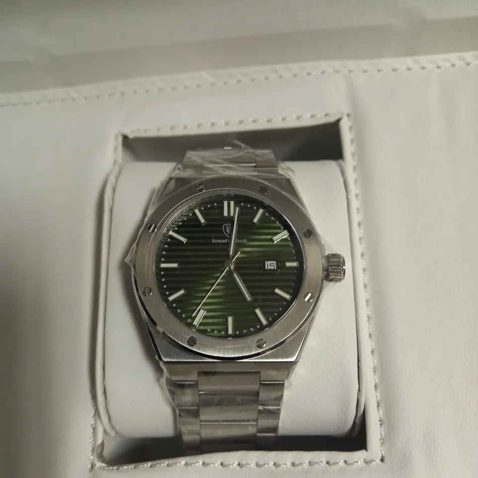 MENS BERNARD REINHARDT WATCH - GREEN DIAL 316 - STAINLESS STEEL STRAP