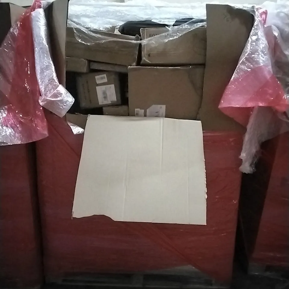 PALLET OF HOUSEHOLD ITEMS TO INCLUDE SHOWER HEAD, CHILDREN'S TRICYCLE, TOILET SEAT, SWING N PLAY DOORWAY GYM AND OTHER ASSORTED ITEMS...