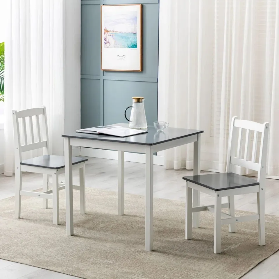 BOXED ABHIR 2-PERSON PINE SOLID WOODEN DINING SET (1 BOX)
