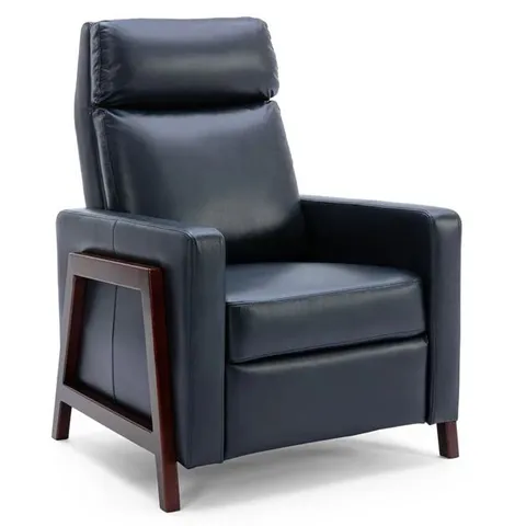 DESIGNER PUSHBACK LEATHER RECLINER CHAIR BLUE (1 BOX)