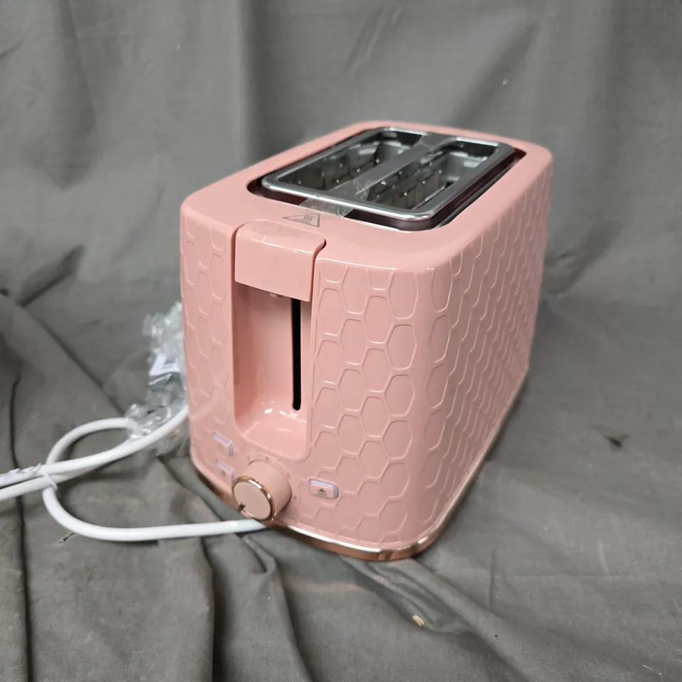 HOMCOM PINK 2-SLICE TOASTER WITH HONEYCOMB PATTERN