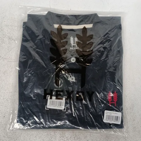 BAGGED HEXBY ORIGINAL PIQUE POLO SHIRT IN NAVY SIZE LARGE