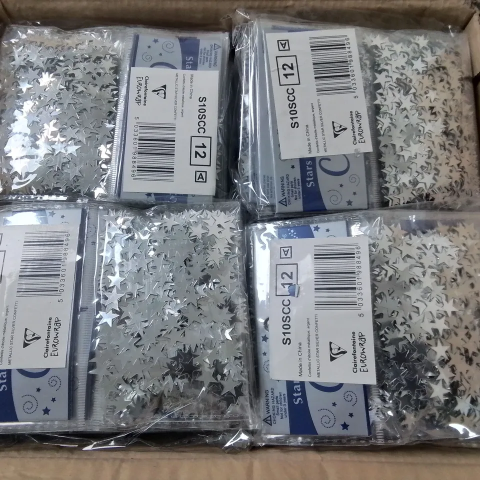 LOT OF 144 BRAND NEW 14G PACKS OF METALLIC STAR CONFETTI 