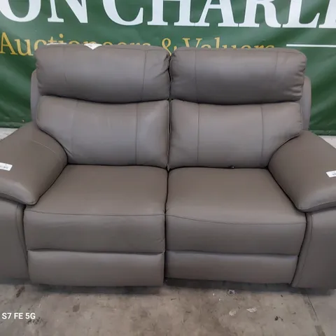 QUALITY ITALIAN DESIGNER PATRIZIO POWER RECLINING TWO SEATER SOFA MUD LEATHER