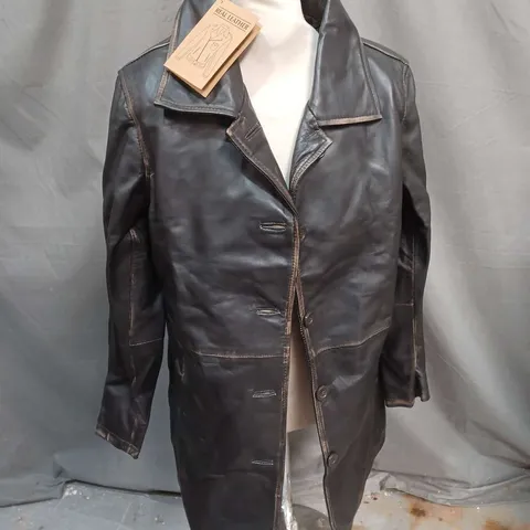 REAL LEATHER SANTIAGO 3/4 LEGTH WOMEN RUB OFF JACKET IN DARK BROWN SIZE L