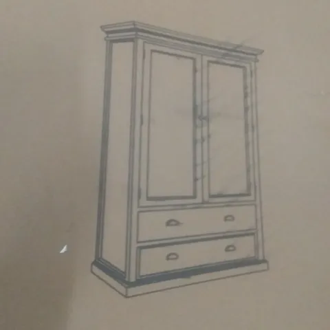 BOXED 2 DOOR 2 DRAWER WHITE WARDROBE 190X110X55CM