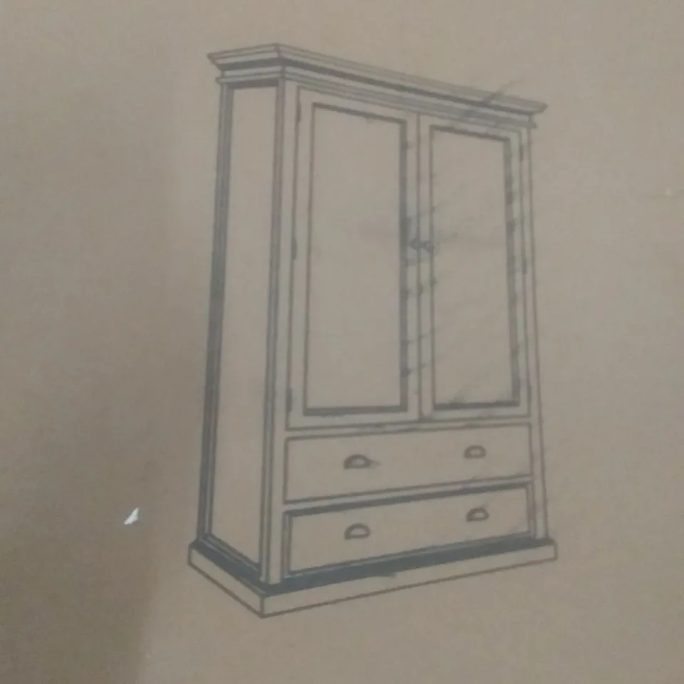 BOXED 2 DOOR 2 DRAWER WHITE WARDROBE 190X110X55CM