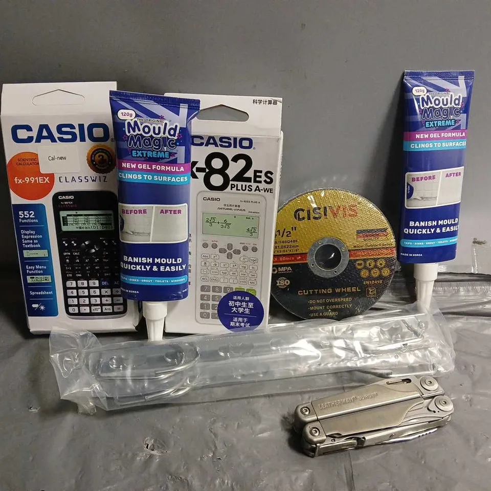 APPROXIMATELY 20 ASSORTED HOUSEHOLD ITEMS TO INCLUDE MOULD MAGIC, CISIVIS CUTTING WHEEL, CASIO CALCULATOR, ETC