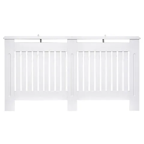 BOXED HOMCOM SLATTED RADIATOR COVER PAINTED CABINET MDF LINED GRILL IN WHITE (152L X 19W X 81H CM) - 1 BOX