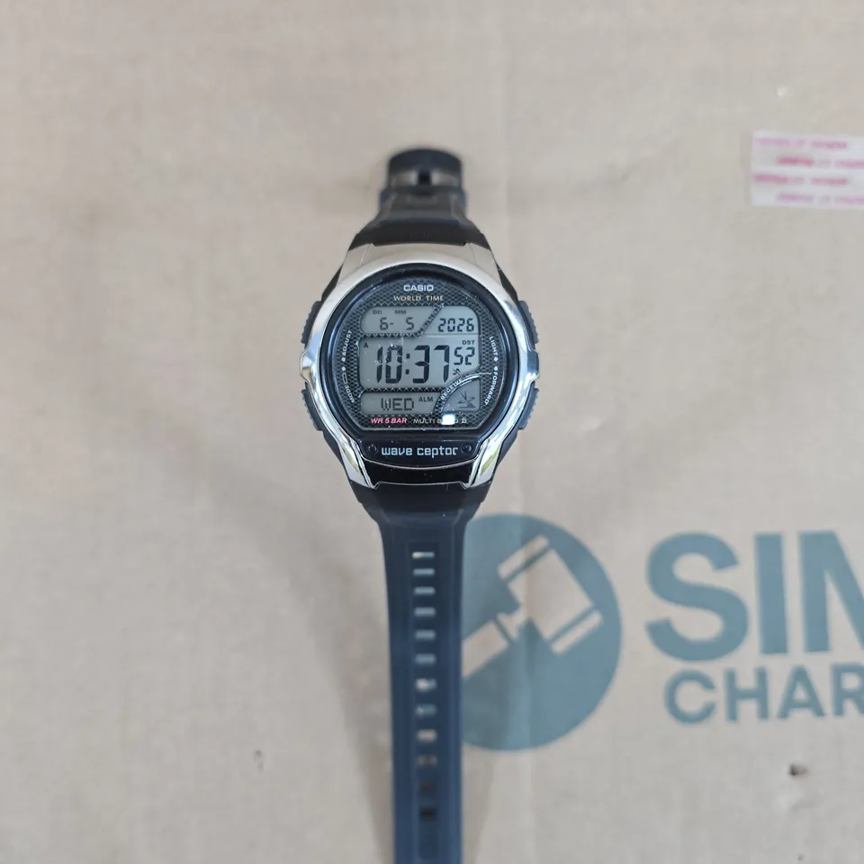 CASIO WAVE CEPTOR WORLD TIME DIGITAL WRISTWATCH – BLACK STRAP