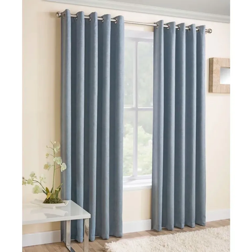FALKNER 100% POLYESTER CURTAINS - DUCK EGG BLUE // SIZE: 168 X 229CM