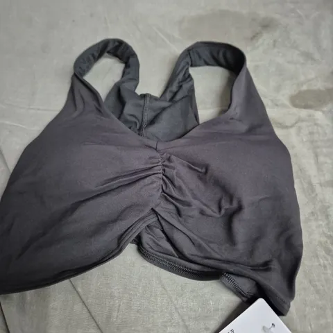 WOMEN'S BLACK RUCHED LONGLINE YOGA BRA (BRALETTE) - SIZE 6