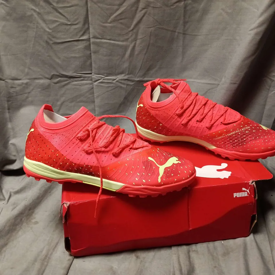 PUMA FOOTBALL BOOTS – RED WITH YELLOW LOGO - UK SIZE 9.5