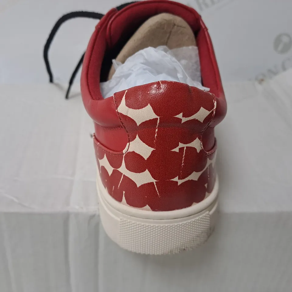 BOXED RED LEATHER TRAINERS SIZE 6