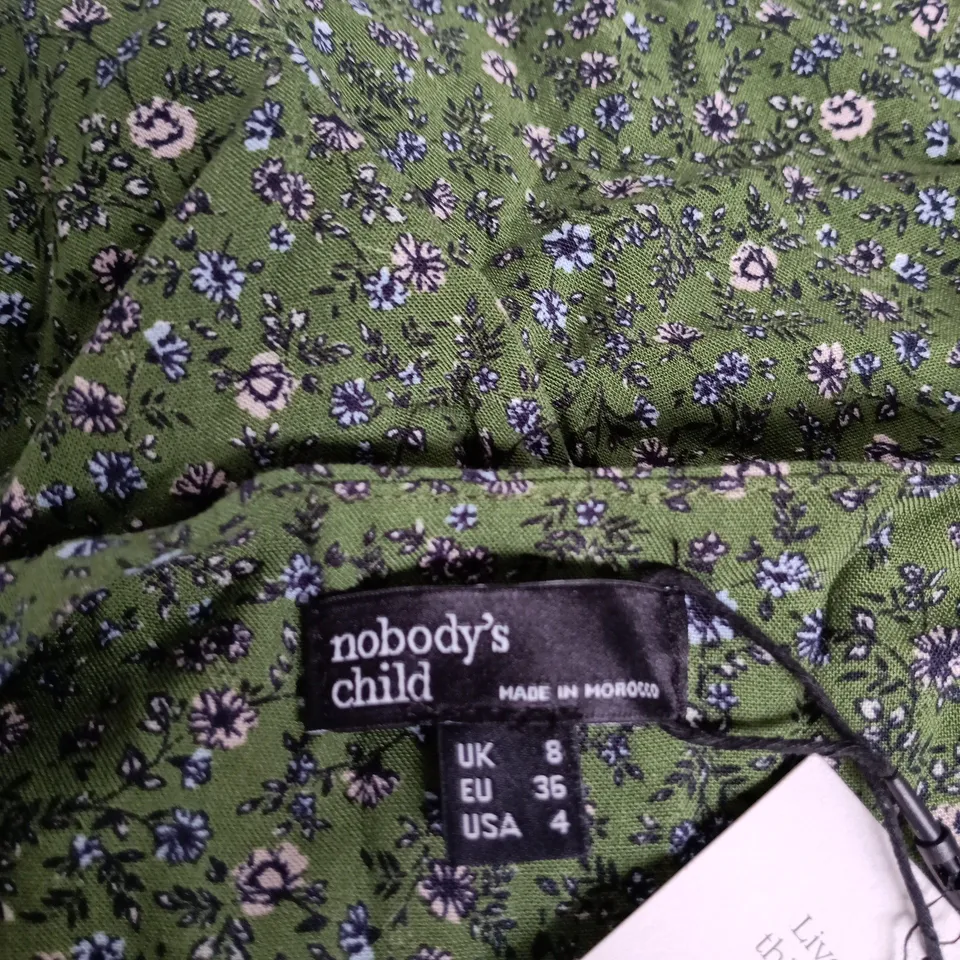 NOBODY'S CHILD CORA MID DRESS – GREEN FLORAL, UK 8