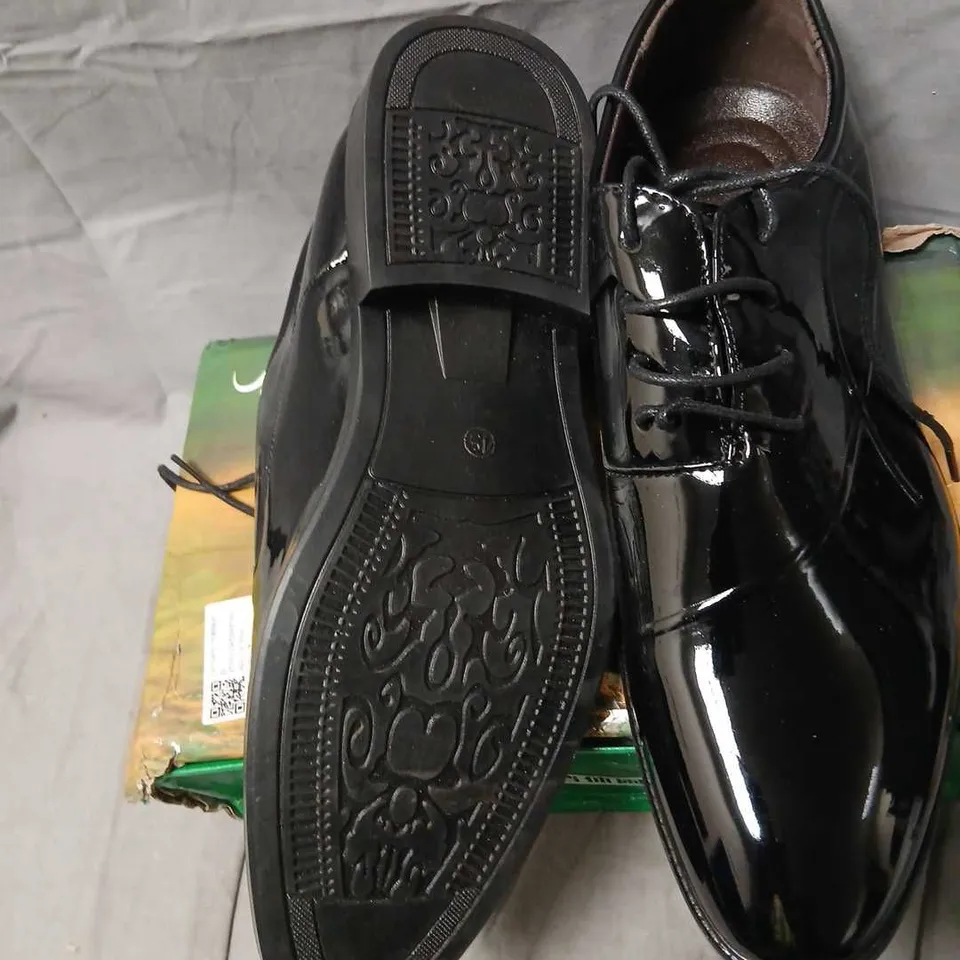 JASON KANGAROO MEN'S BLACK PATENT LEATHER OXFORD SHOES – UK 10 (EU 45)