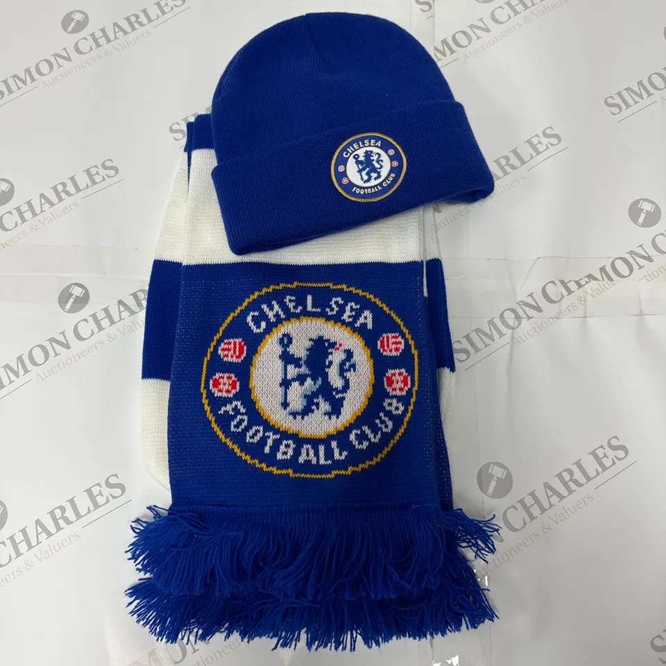 CHELSEA FC SCARF AND BEANIE SET IN BLUE