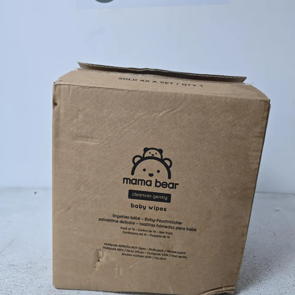MAMA BEAR SENSITIVE UNSCENTED BABY WIPES - BOX OF 18