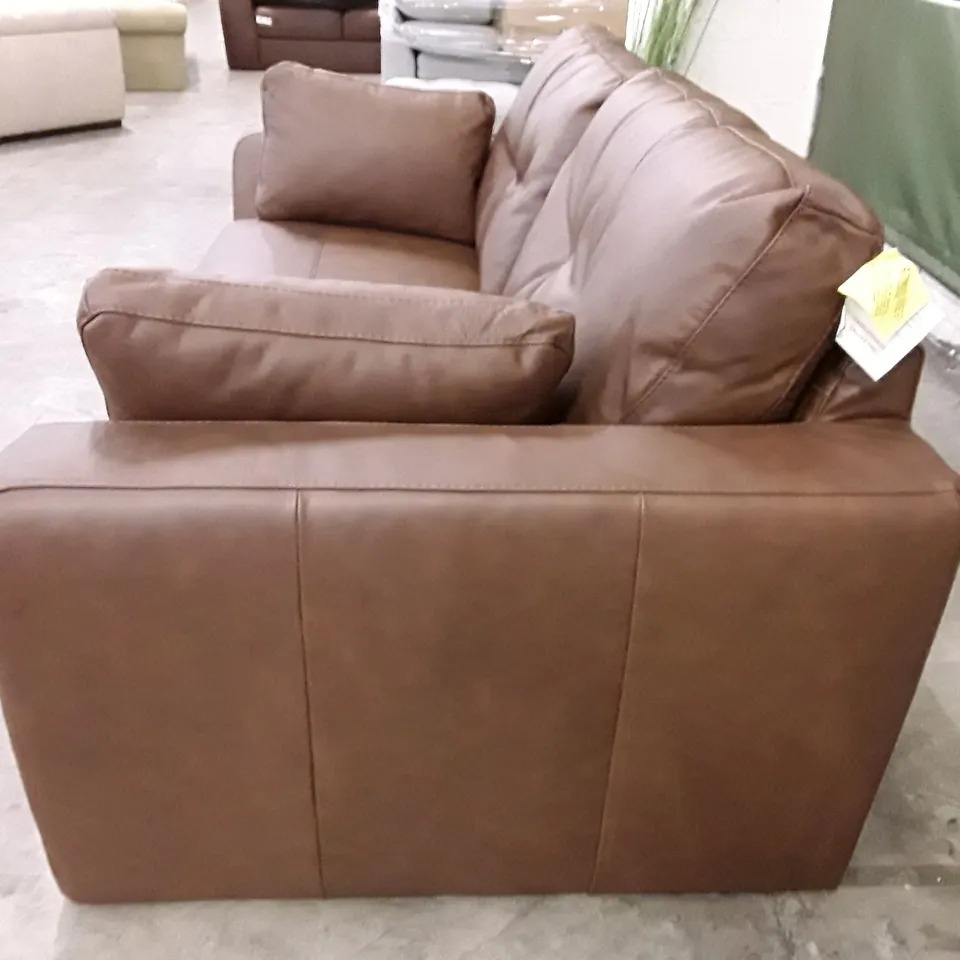 DESIGNER ARDEN 3 SEATER SOFA - BROWN LEATHER 