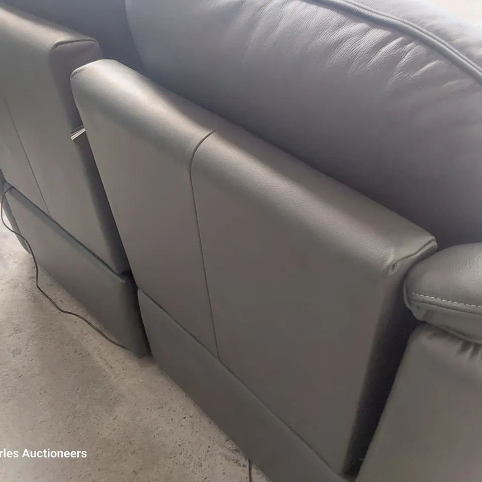 QUALITY BRITISH DESIGNER G PLAN JACKSON POWER RECLINING TWO SEATER SOFA CAMBRIDGE PETROL BLUE LEATHER 