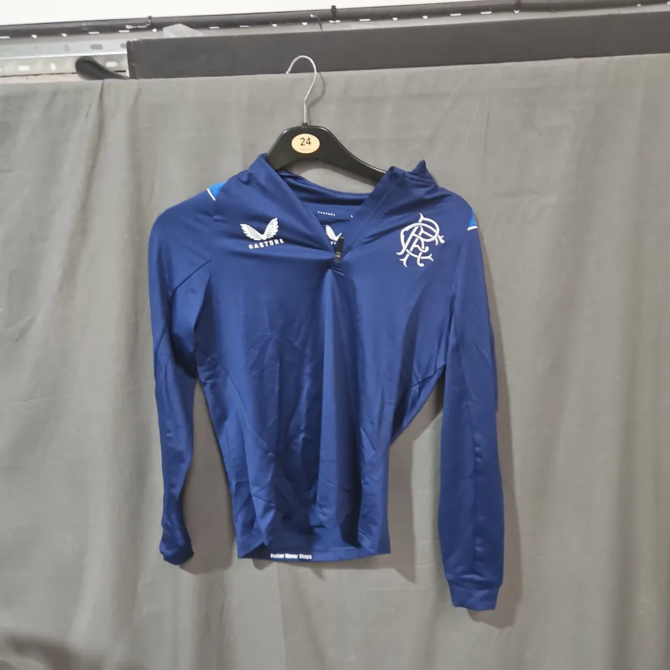 RANGERS FC CASTORE BLUE ZIP JACKET, UK SIZE 10 – OFFICIAL LICENSED PRODUCT