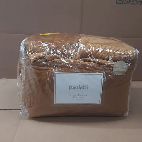 BAGGED PAOLETTI LUXURY EMBROIDERED QUILTED VELVET KING SIZE DUVET COVER SET