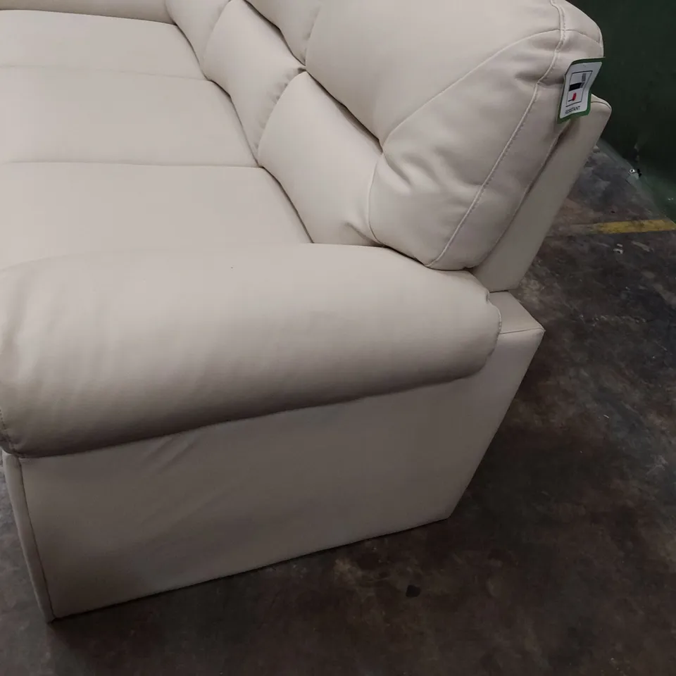 DESIGNER THREE SEATER SOFA CREAM LEATHER 