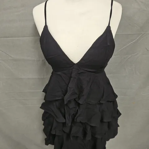 HOLLISTER RUFFLE MINI DRESS IN BLACK SIZE S