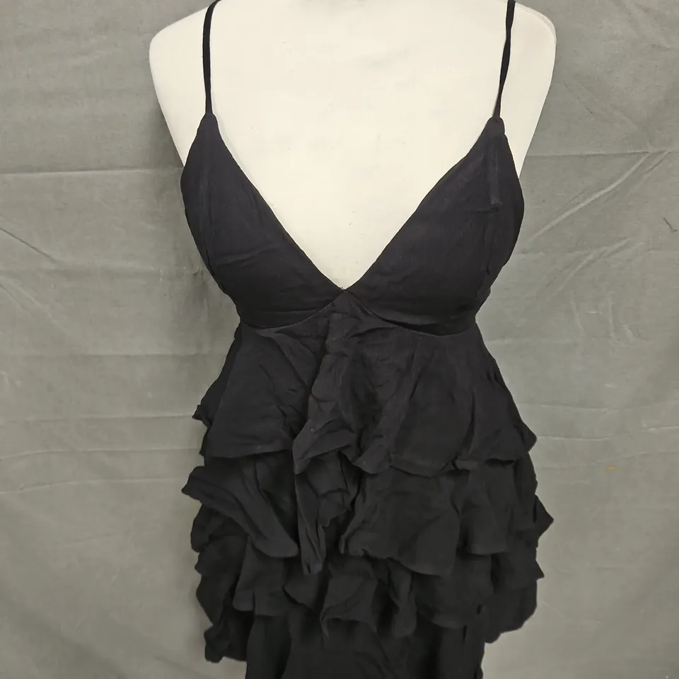 HOLLISTER RUFFLE MINI DRESS IN BLACK SIZE S