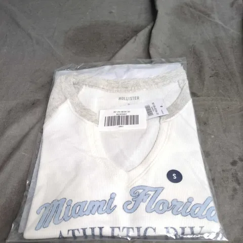 HOLLISTER WHITE T-SHIRT WITH MIAMI FLORIDA SCRIPT β UK SIZE S