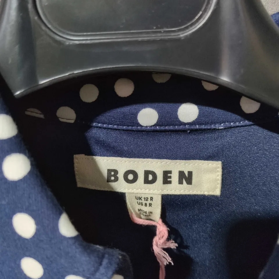 BODEN NAVY POLKA DOT SHIRT DRESS, UK 12R