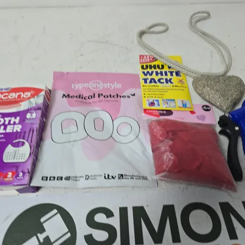 APPROXIMATELY 15 ASSORTED HOUSEHOLD PRODUCTS TO INCLUDE WHITE TACK , MOTH KILLER AND MEDICAL PATCHES