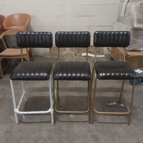 SET OF 3x DINER LEATHER BAR STOOLS