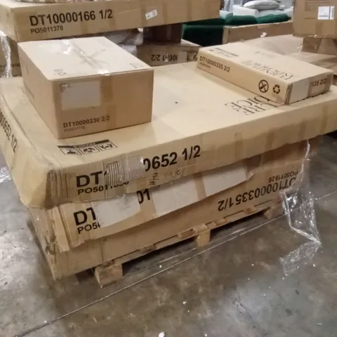 PALLET OF ASSORTED DESIGNER INCOMPLETE FLATPACK FURNITURE PARTS AND PIECES 