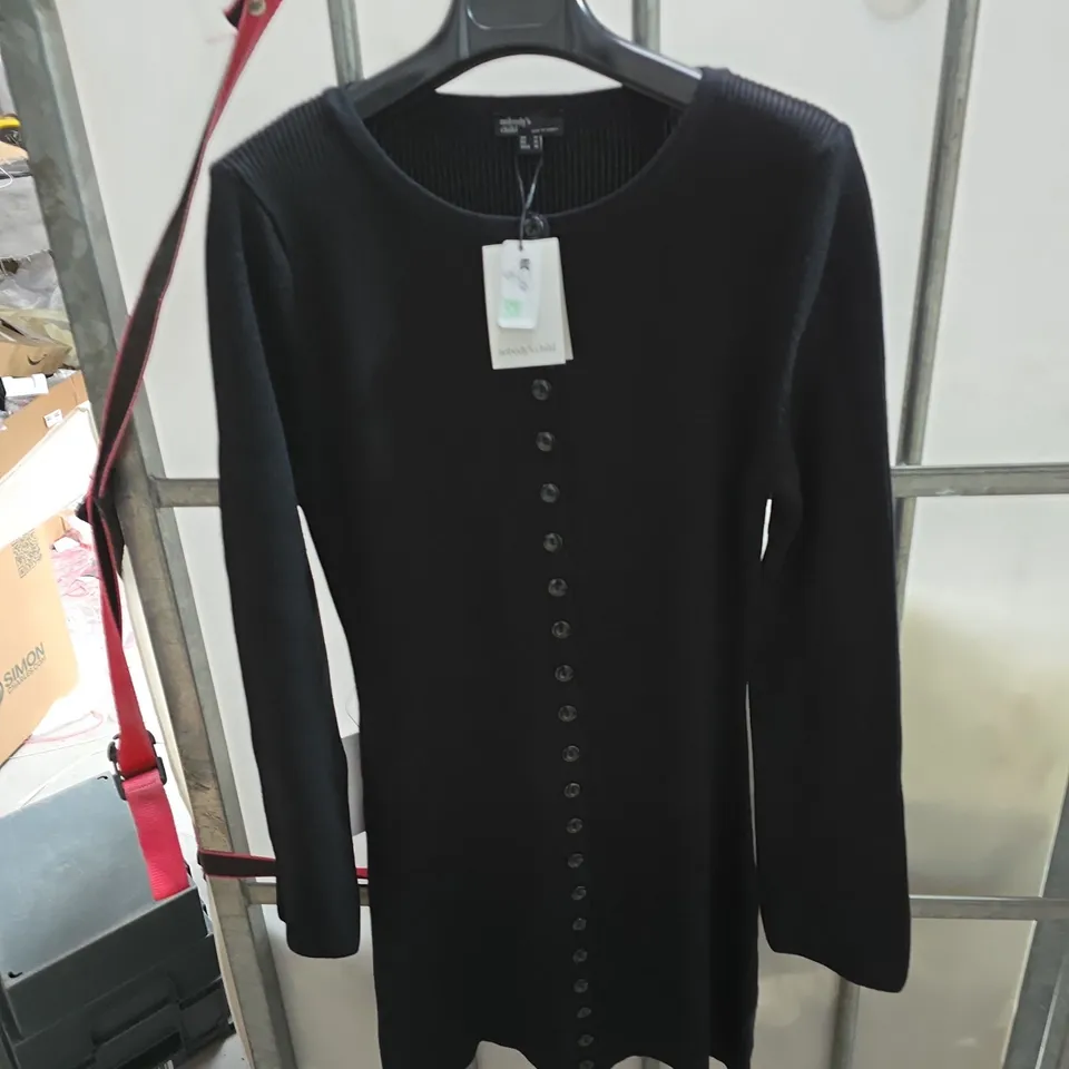 NOBODY'S CHILD BLACK KNIT CARDIGAN UK M (EU M, USA M)