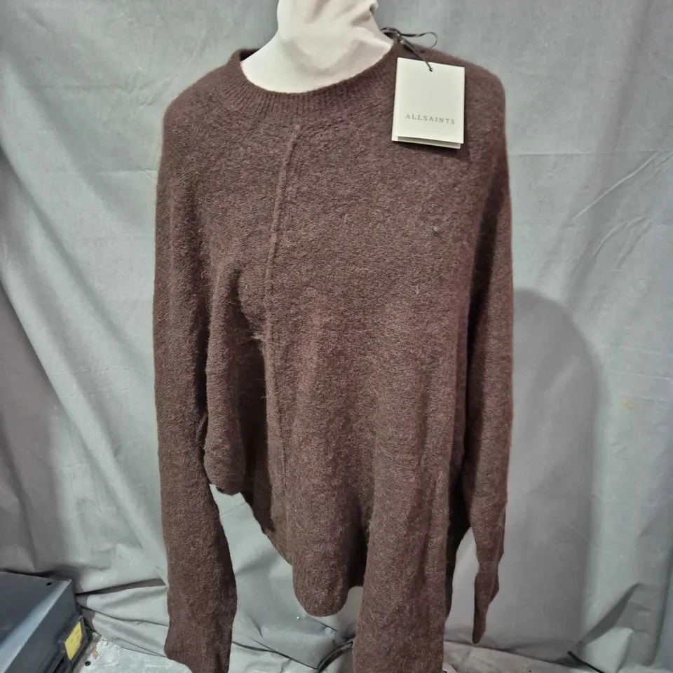 ALL SAINTS LOCK CREW NECK IN OXBLOOD RED - LARGE
