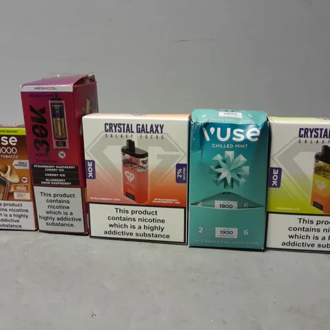 APPROXIMATELY 15 ASSORTED E-CIGARETTE PRODUCTS TO INCLUDE - VUSE , CRYSTAL GALAXY ETC