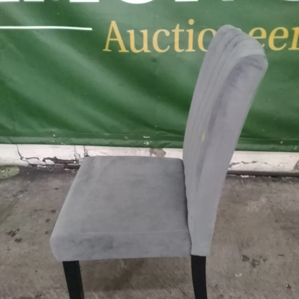 SALISBURY GREY VELVET DINING CHAIR WITH BLACK LEGS