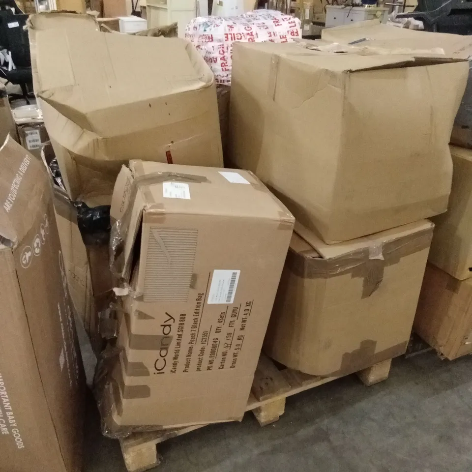 PALLET OF ASSORTED DESIGNER STROLLER PARTS, PIECES AND ACCESSORIES