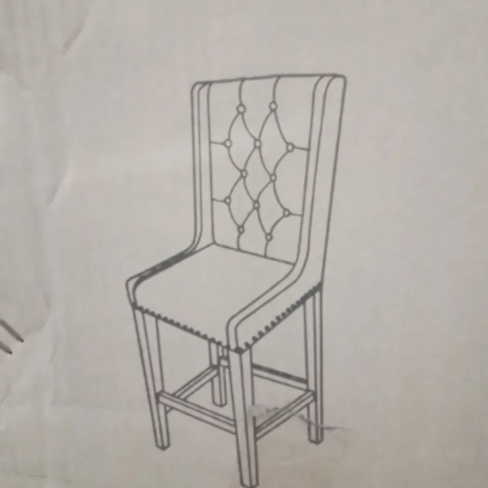 BRAND NEW HOMESDIRECT365 DARK GREY BUTTON DETAILED FABRIC UPHOLSTERED SIDE CHAIR/STOOL