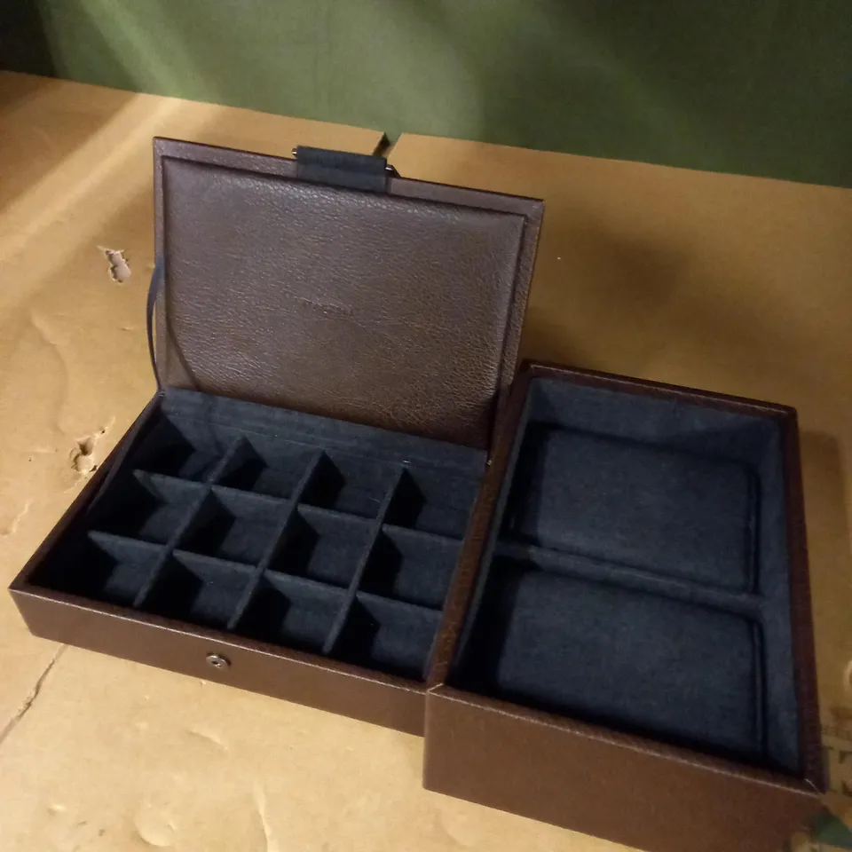 BROWN STACKERS LEATHER STORAGE BOX 